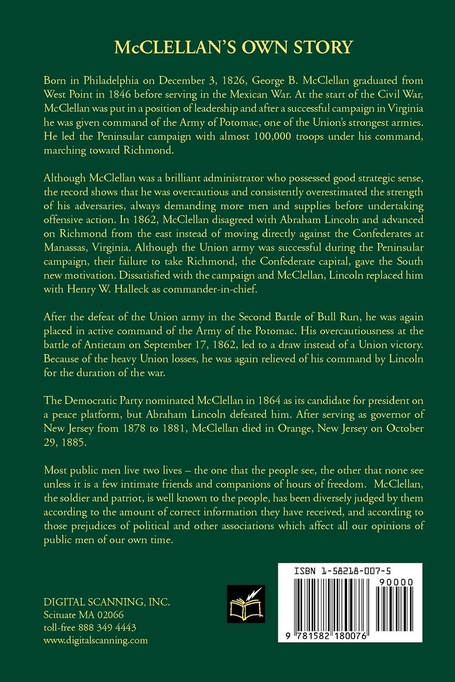 Rückseitencover McClellan's Own Story