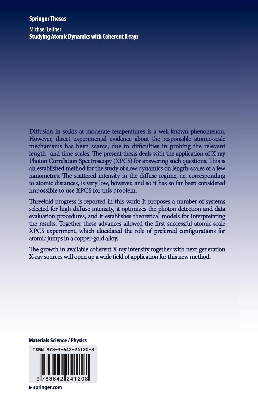 Rückseitencover Studying Atomic Dynamics with Coherent X-rays