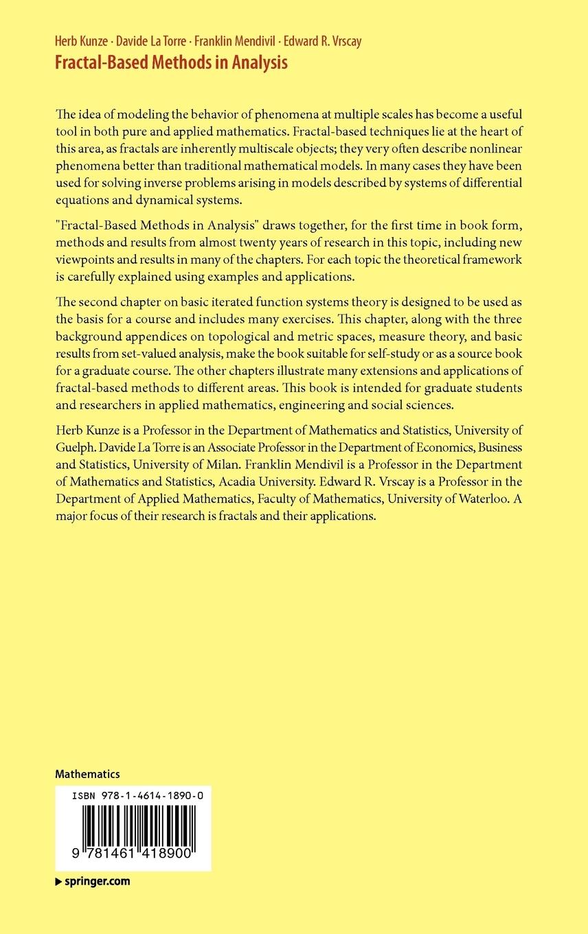 Rückseitencover Fractal-Based Methods in Analysis