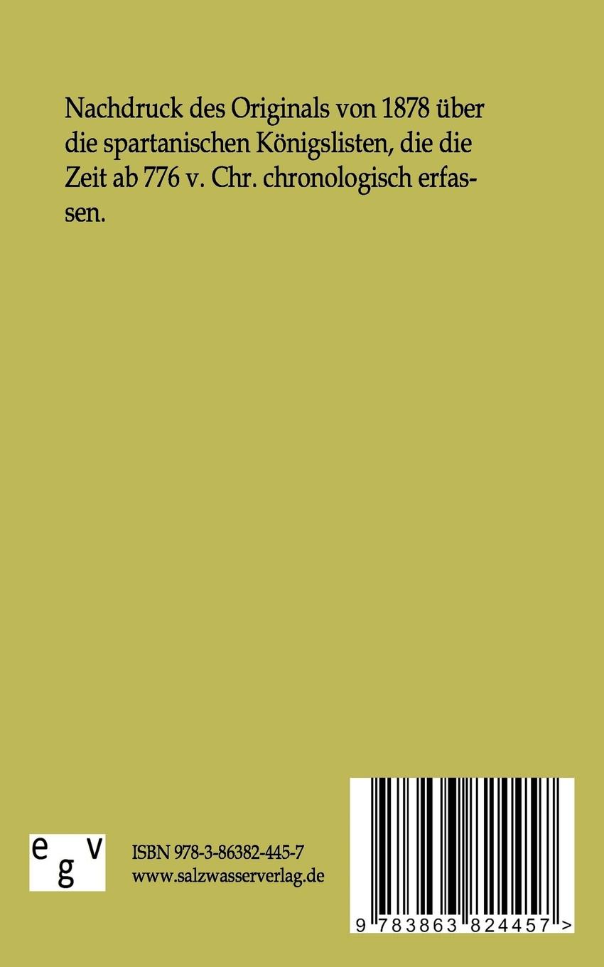 Rückseitencover Die Spartanischen Königslisten