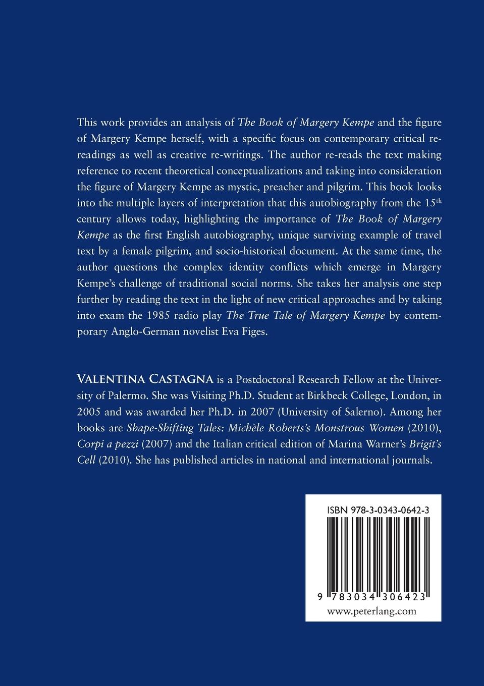 Rückseitencover Re-Reading Margery Kempe in the 21 st  Century