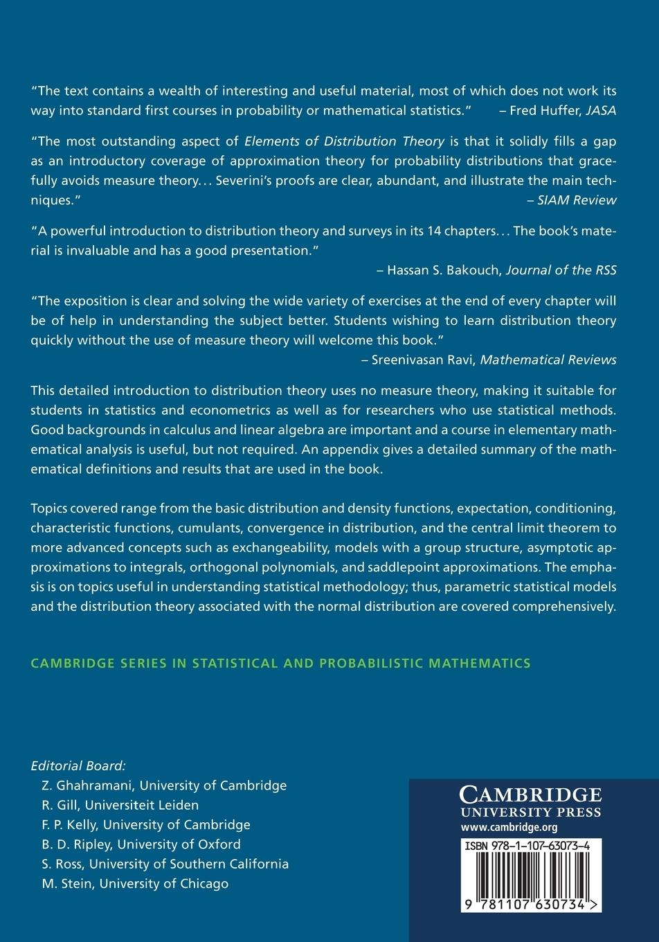 Rückseitencover Elements of Distribution Theory