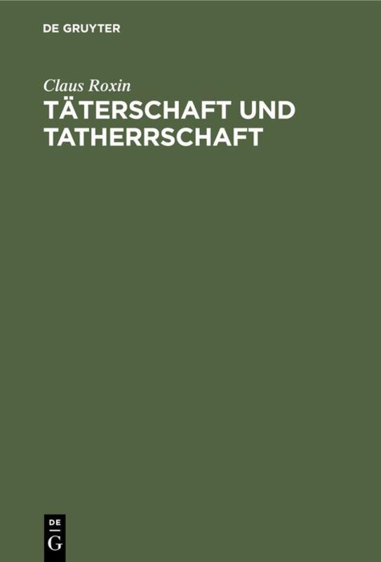 Vorderes Coverbild Täterschaft und Tatherrschaft