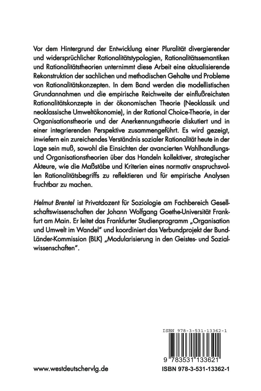 Rückseitencover Soziale Rationalität