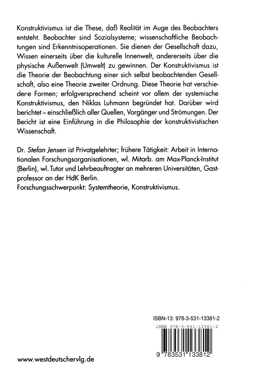 Rückseitencover Erkenntnis - Konstruktivismus - Systemtheorie