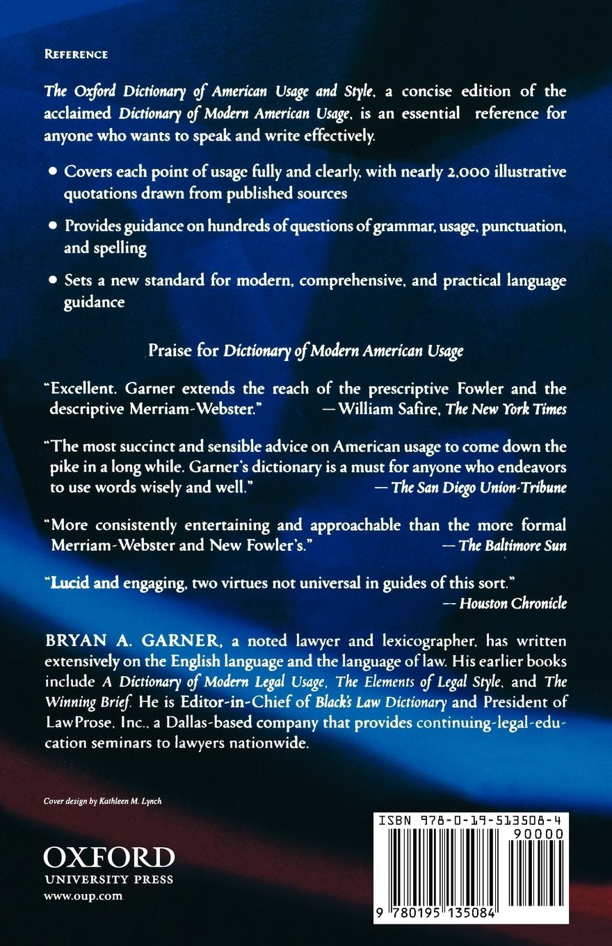 Rückseitencover The Oxford Dictionary of American Usage and Style