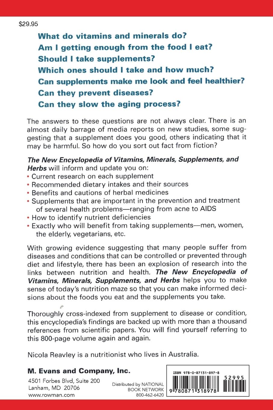 Rückseitencover The New Encyclopedia of Vitamins, Minerals, Supplements, & Herbs
