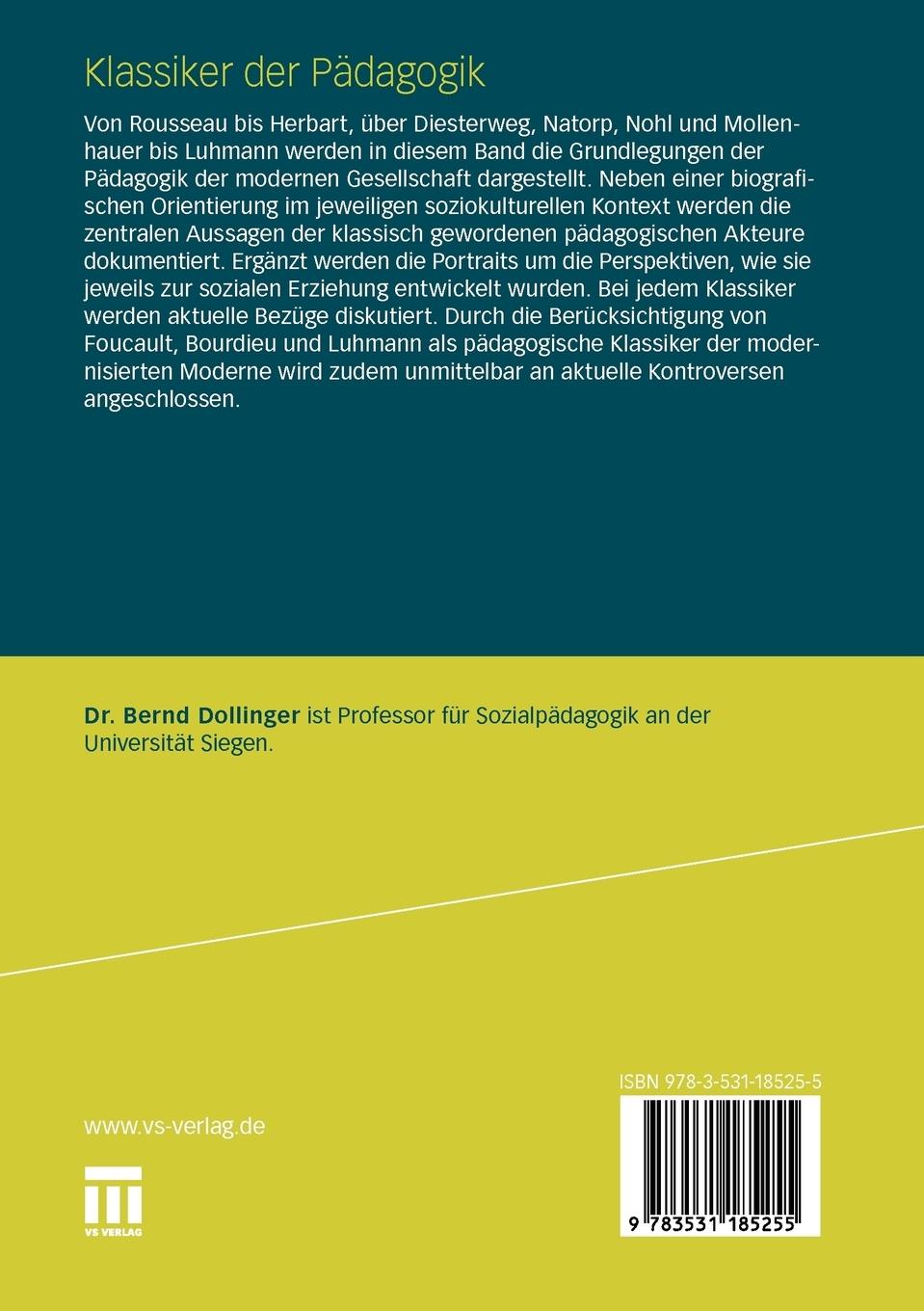 Rückseitencover Klassiker der Pädagogik