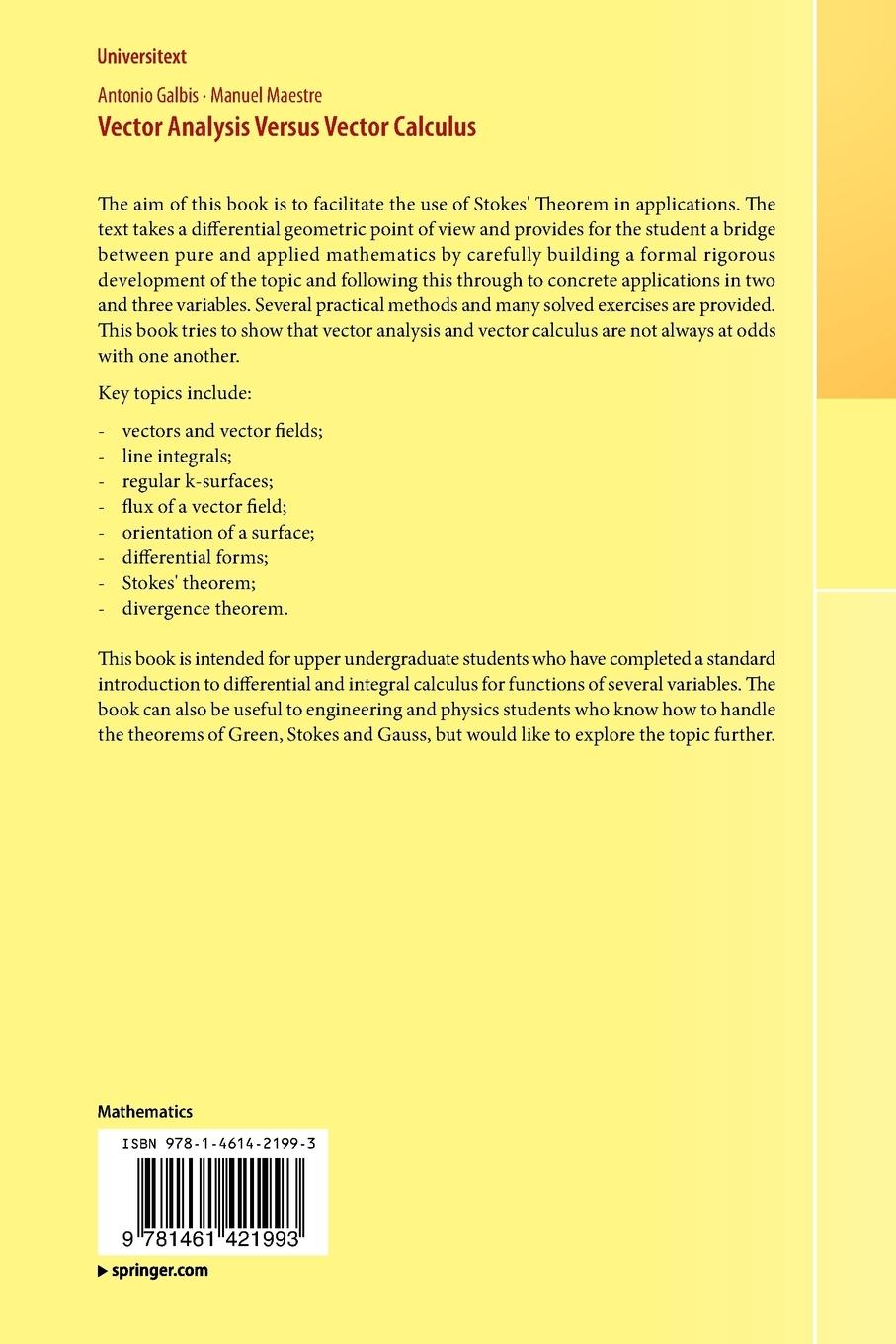 Rückseitencover Vector Analysis Versus Vector Calculus