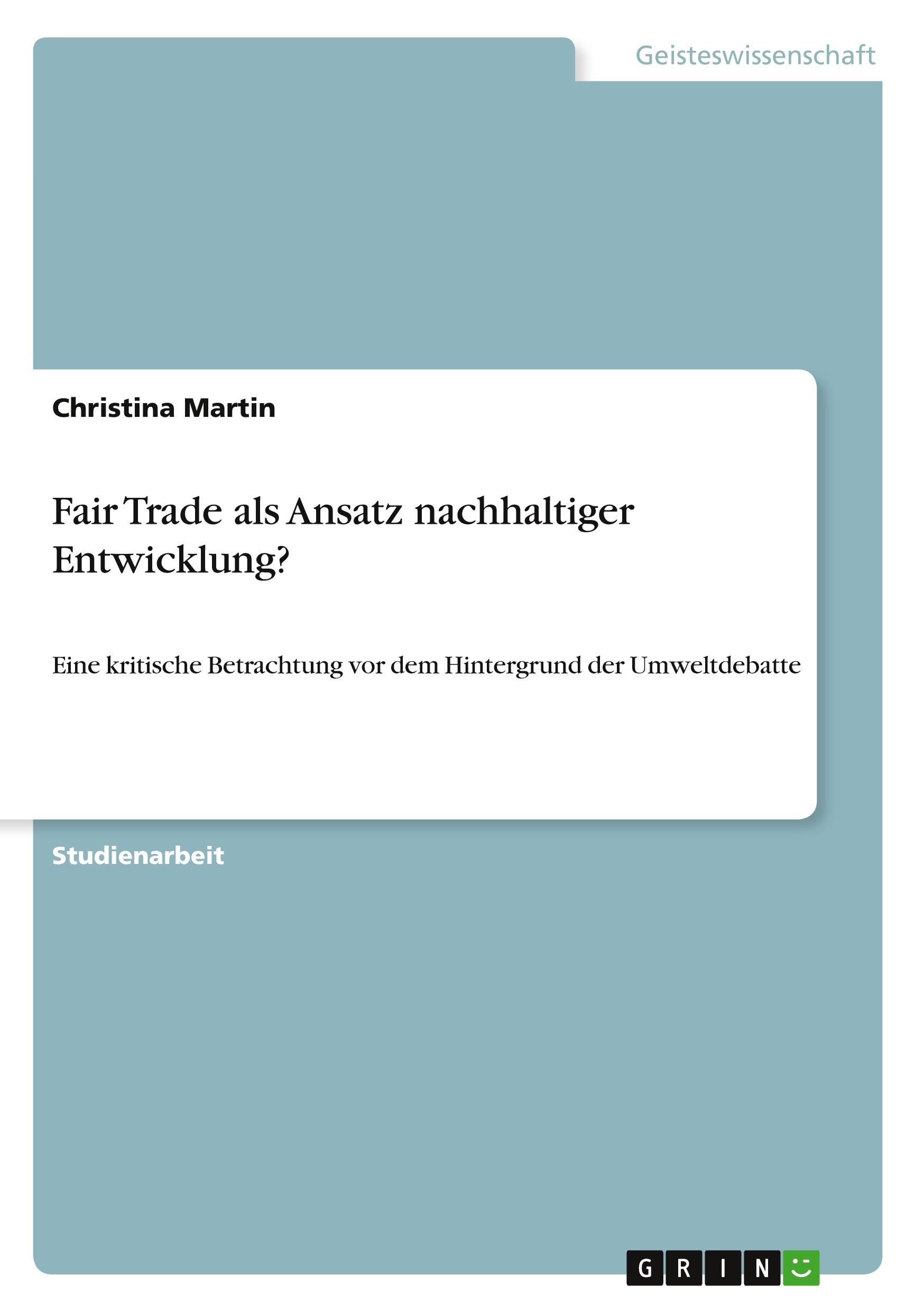 Vorderes Coverbild Fair Trade als Ansatz nachhaltiger Entwicklung?