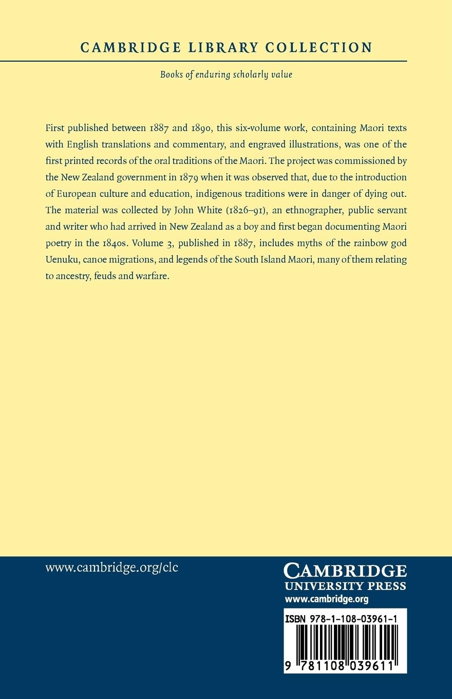 Rückseitencover The Ancient History of the Maori, His Mythology and Traditions - Volume 3