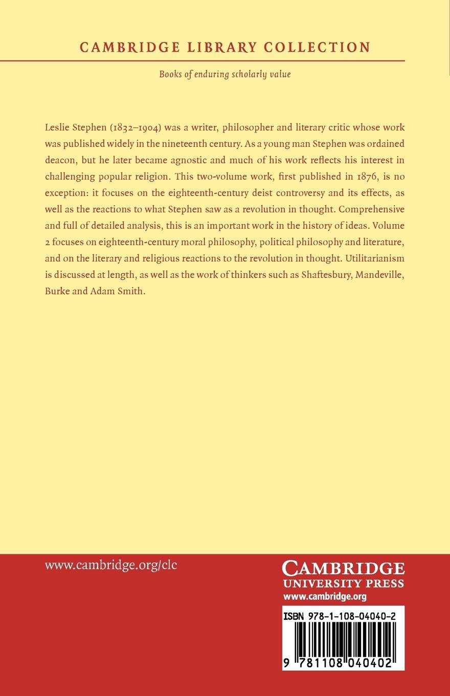 Rückseitencover History of English Thought in the Eighteenth Century - Volume 2