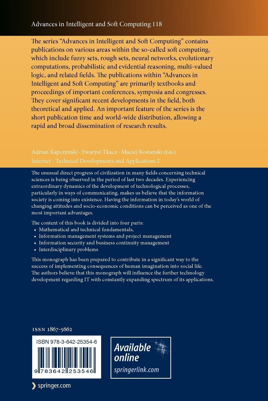 Rückseitencover Internet - Technical Developments and Applications 2