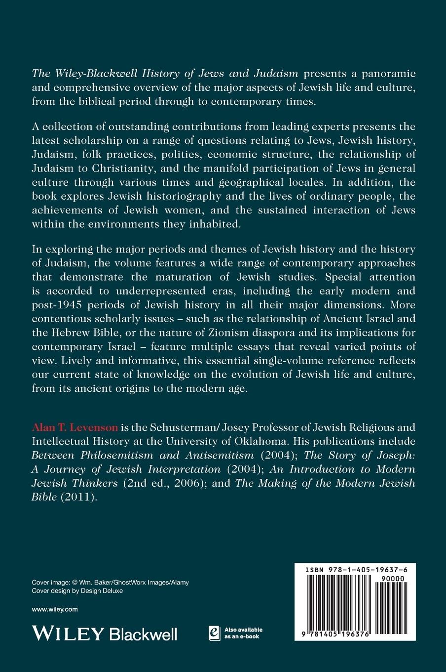 Rückseitencover The Wiley-Blackwell History of Jews and Judaism