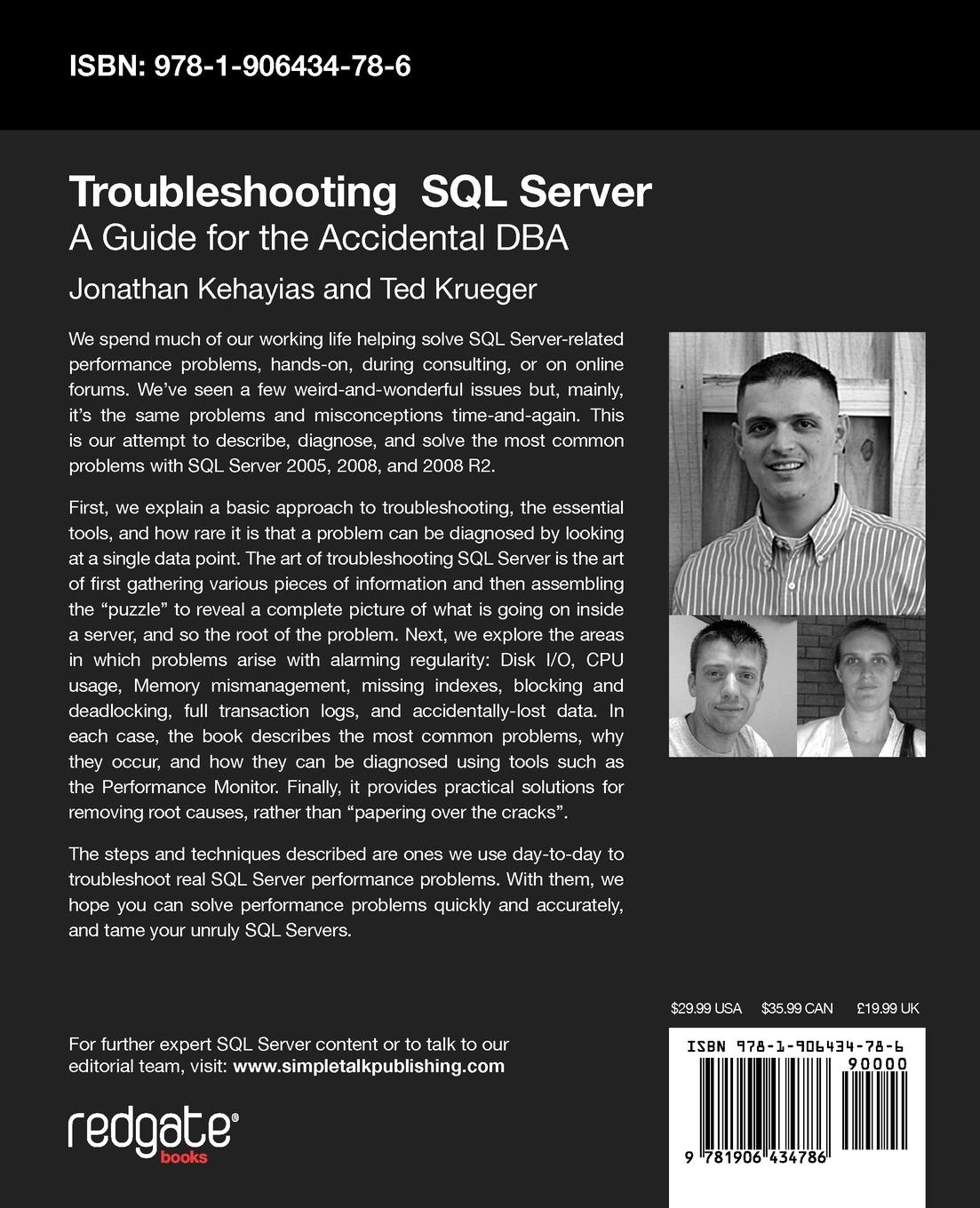 Rückseitencover Troubleshooting SQL Server - A Guide for the Accidental DBA