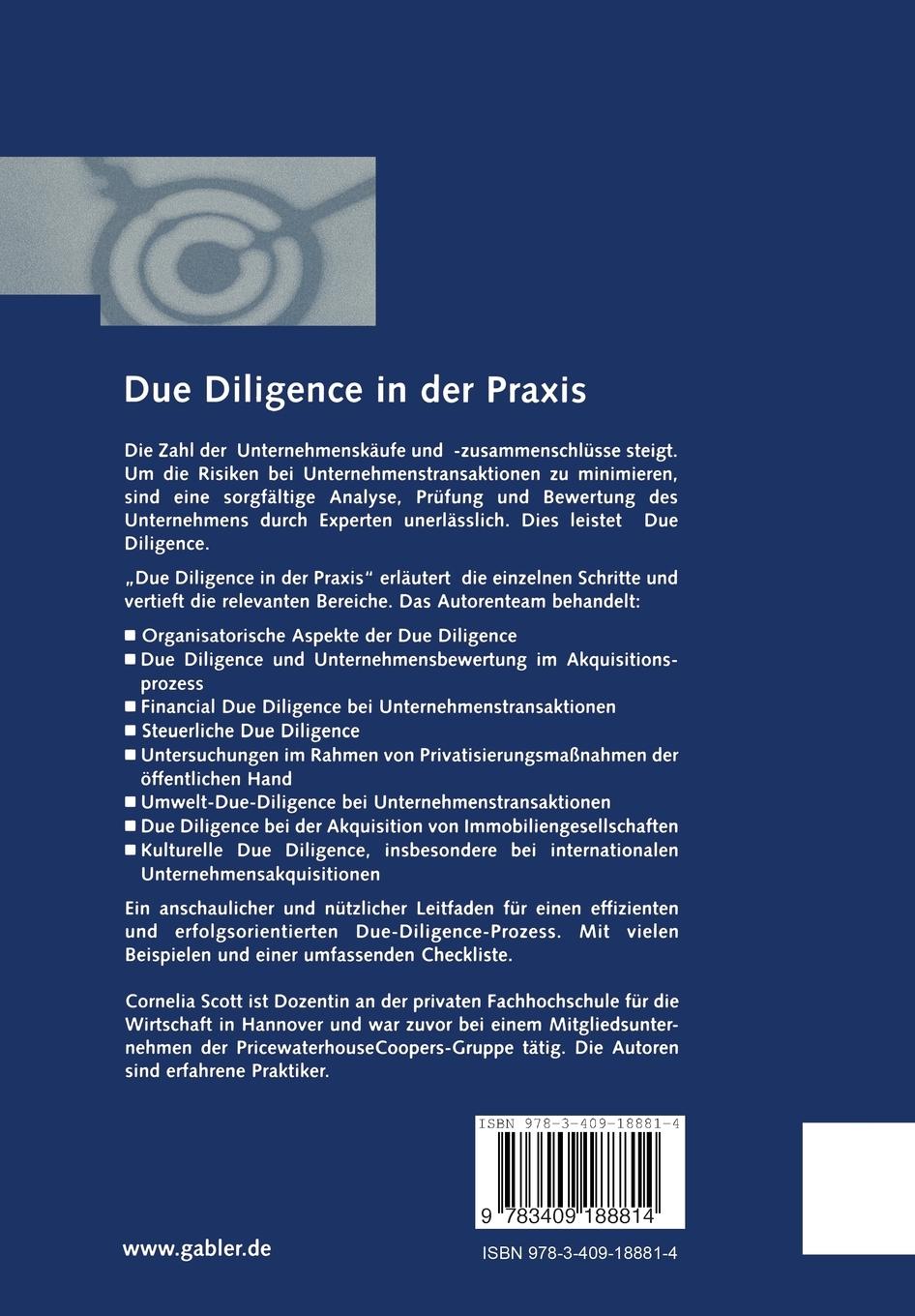 Rückseitencover Due Diligence in der Praxis