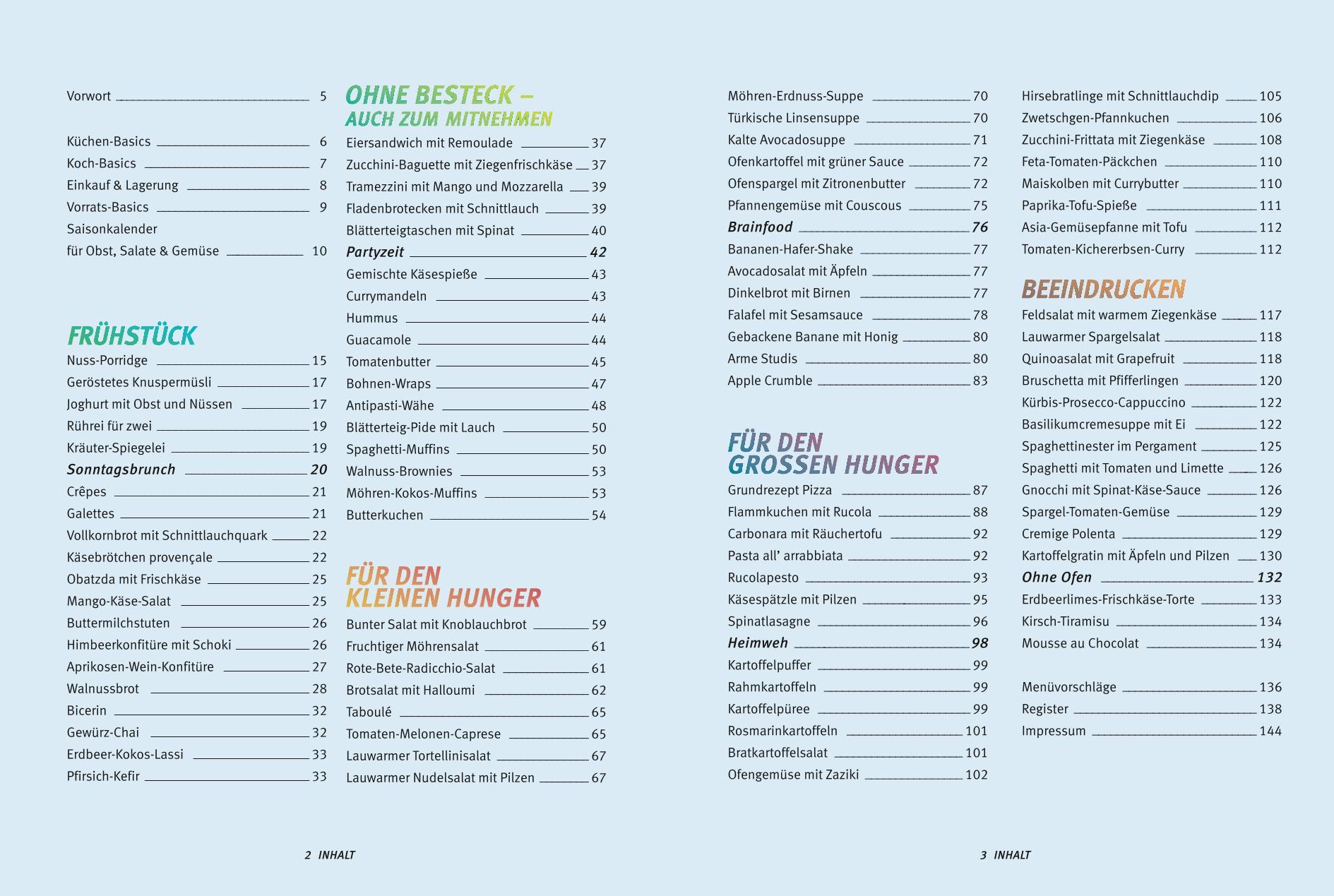Beispielinhalt (Bild) Studenten Kochbuch - vegetarisch