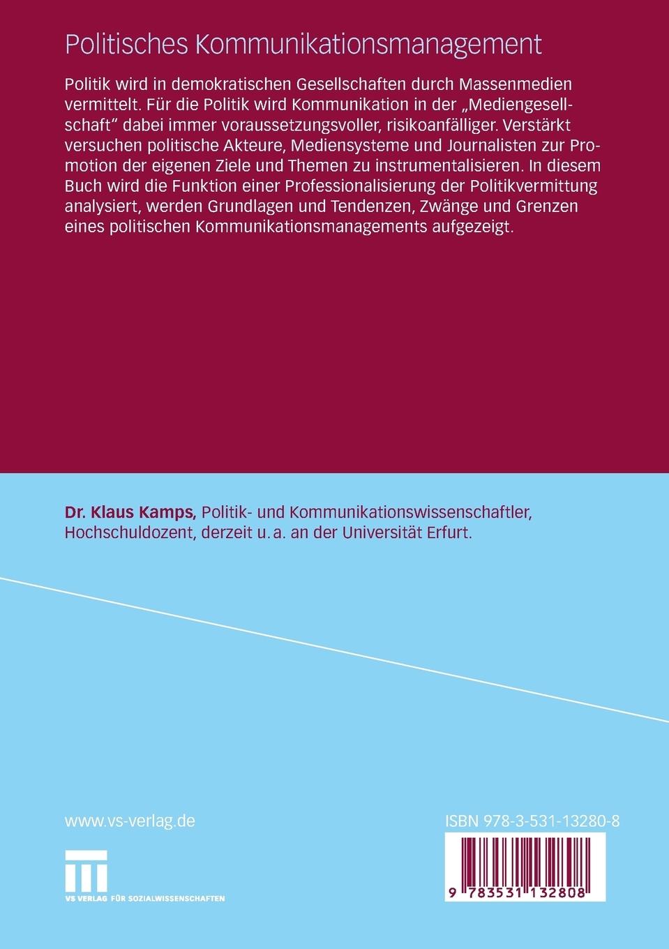 Rückseitencover Politisches Kommunikationsmanagement