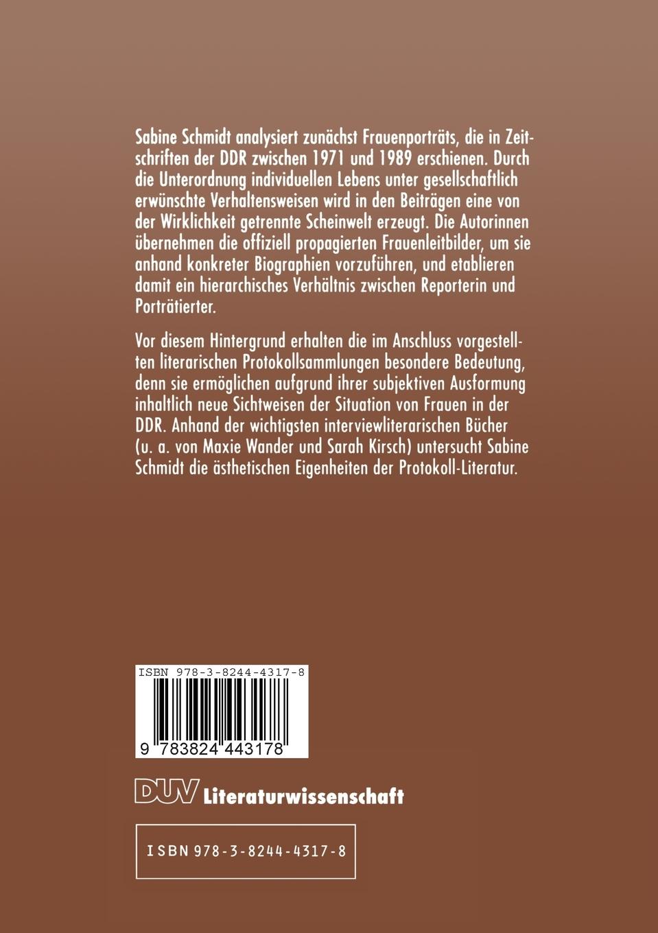 Rückseitencover Frauenporträts und -protokolle aus der DDR