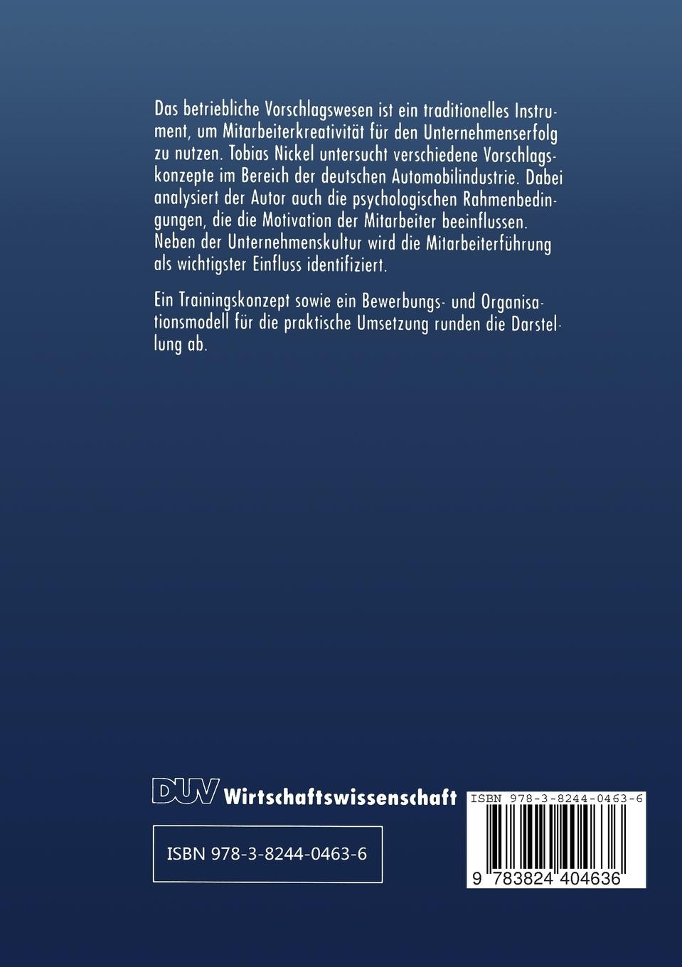 Rückseitencover Vom betrieblichen Vorschlagswesen zum integrativen Ideenmanagement