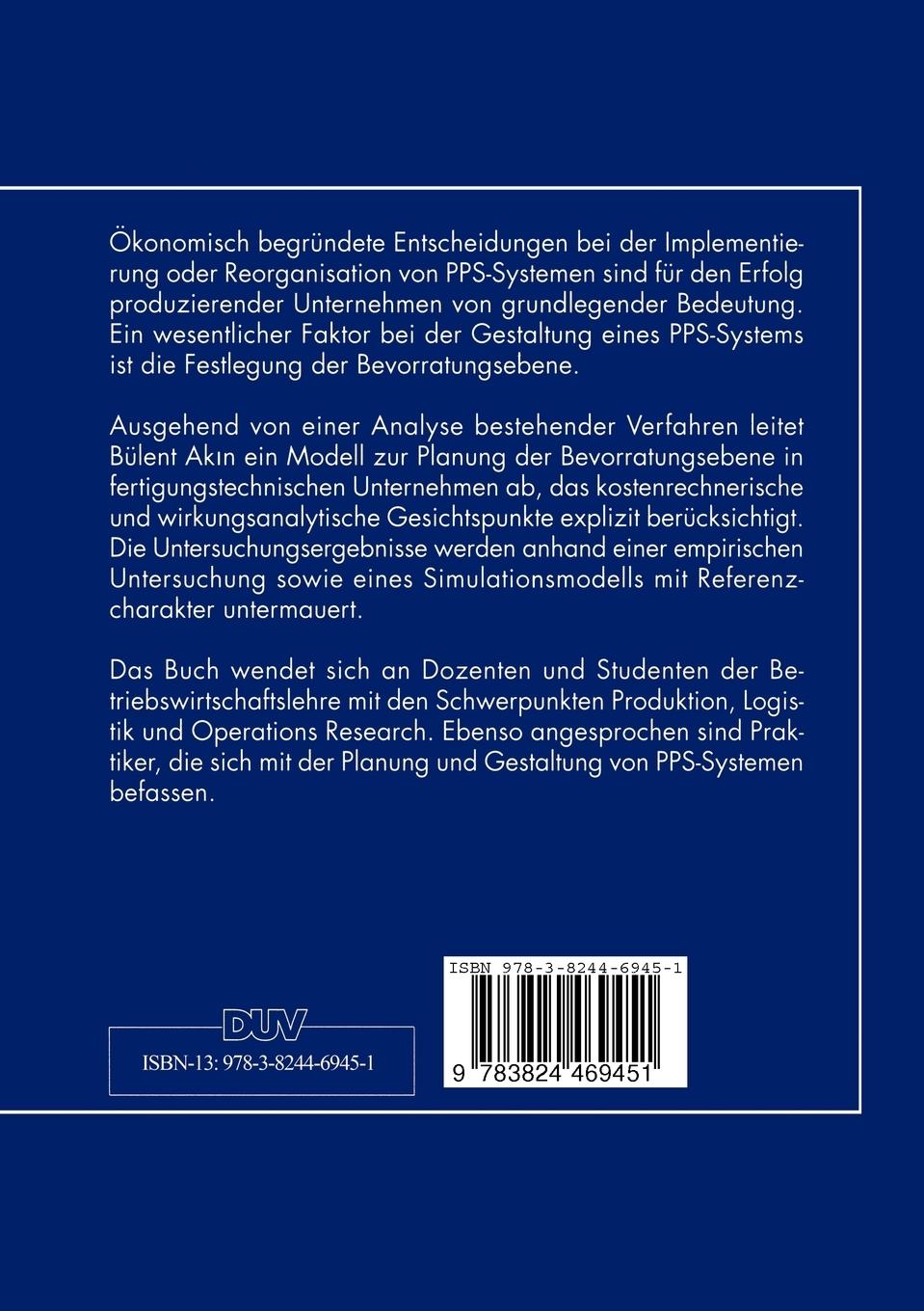 Rückseitencover Festlegung der Bevorratungsebene in fertigungstechnischen Unternehmen