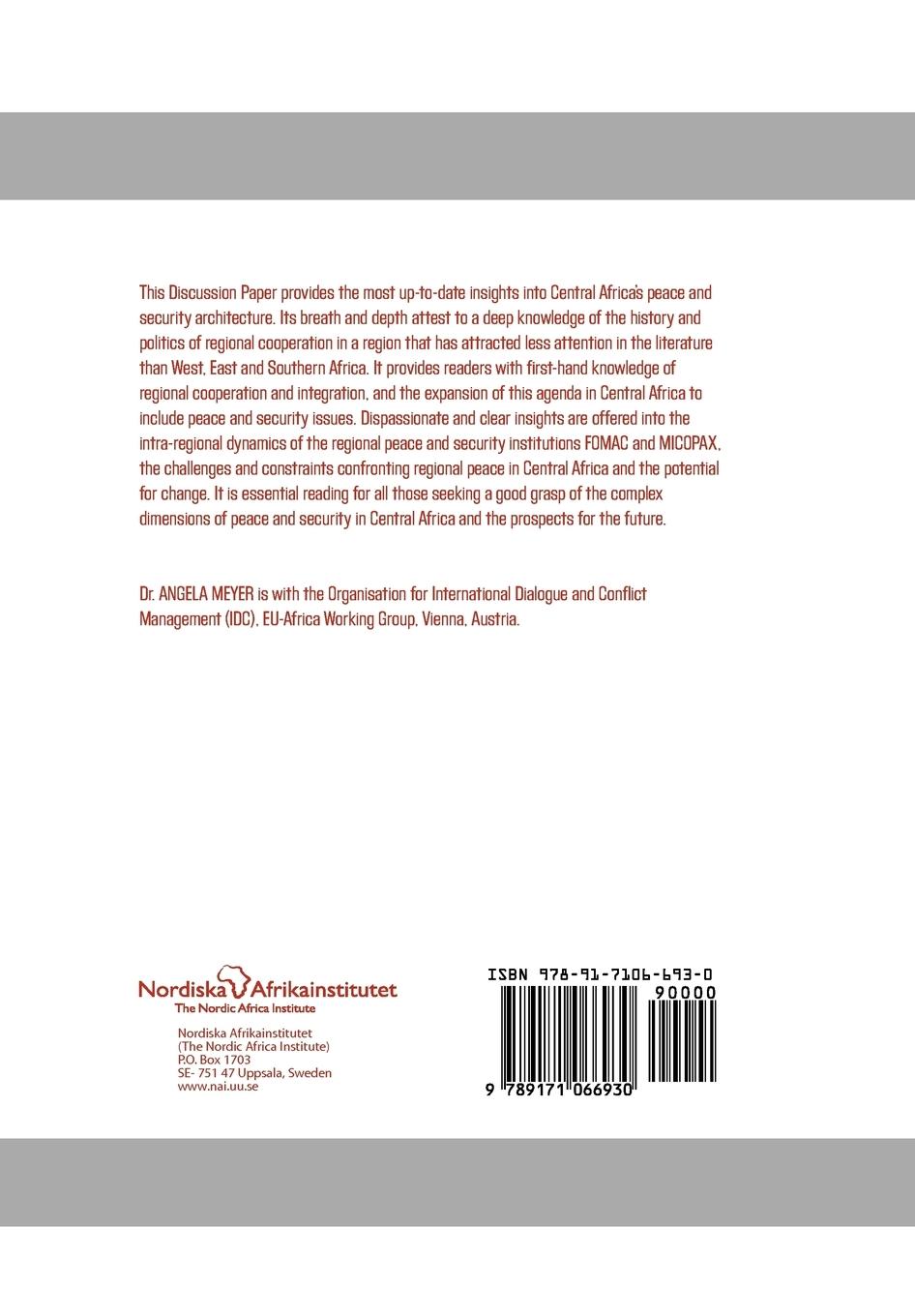 Rückseitencover Peace and Security Cooperation in Central Africa. Developments, Challenges and Prospects