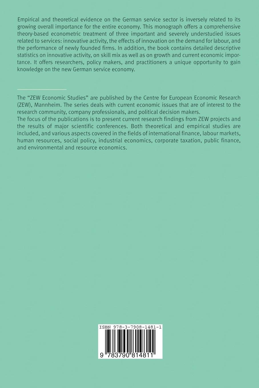 Rückseitencover Innovation, Employment, and Firm Performance in the German Service Sector