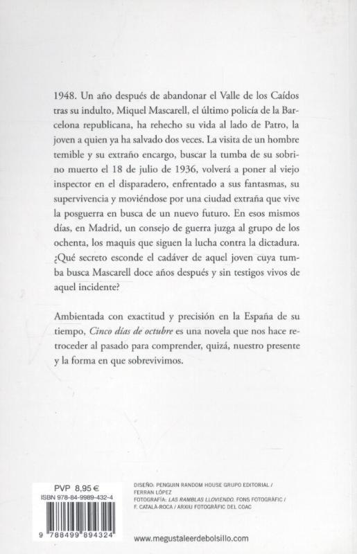 Rückseitencover Inspector Mascarell 3. Cinco días de octubre