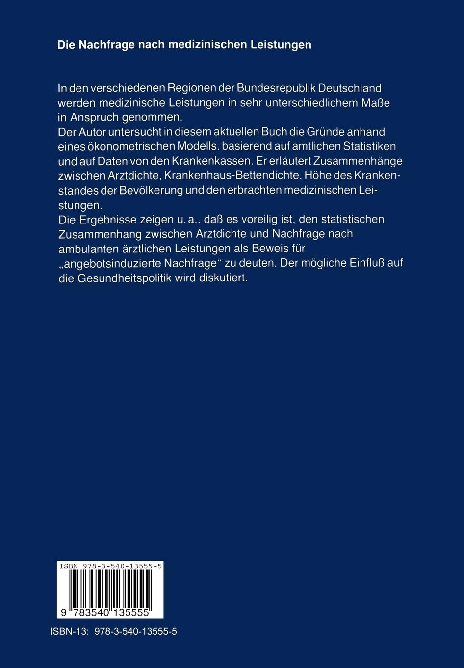 Rückseitencover Die Nachfrage nach medizinischen Leistungen
