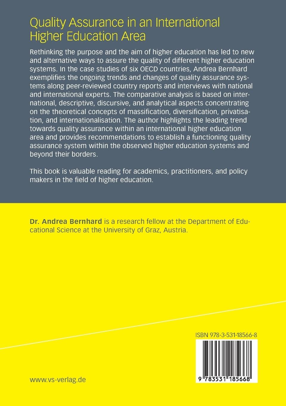 Rückseitencover Quality Assurance in an International Higher Education Area