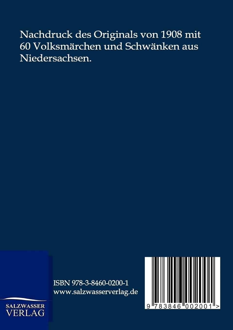 Rückseitencover Niedersächsische Volksmärchen und Schwänke