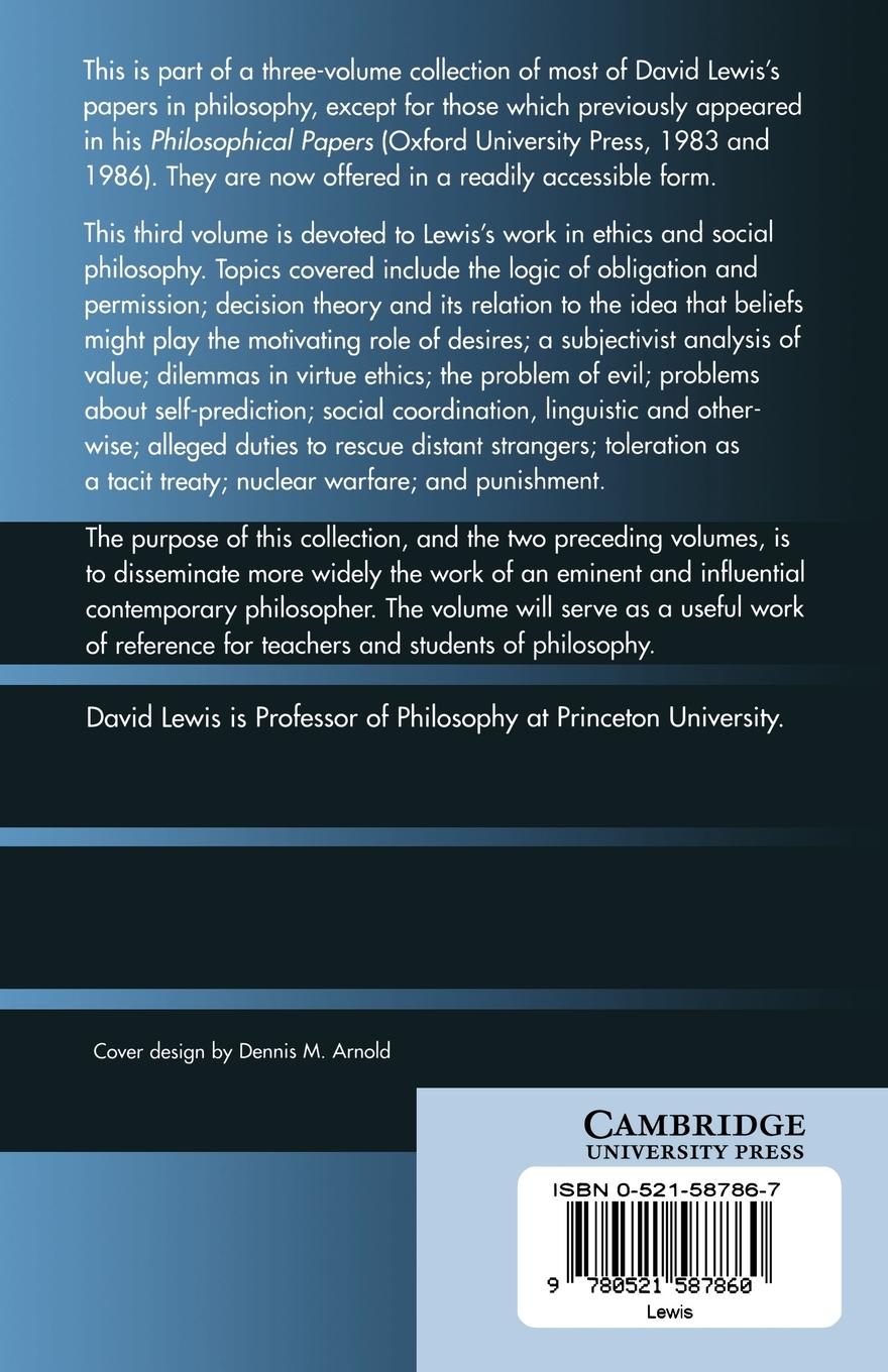 Rückseitencover Papers in Ethics and Social Philosophy