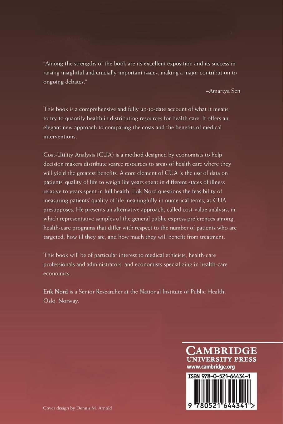 Rückseitencover Cost-Value Analysis in Health Care