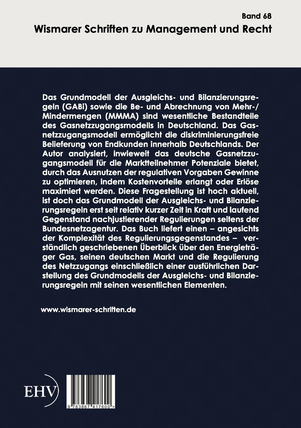 Rückseitencover Optimierungspotenziale im Bilanzierungssystem des deutschen Gasnetzzugangsmodells