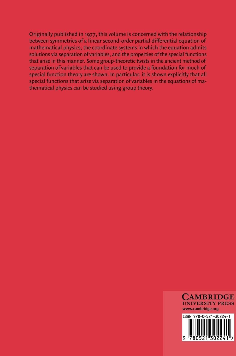 Rückseitencover Symmetry and Separation of Variables