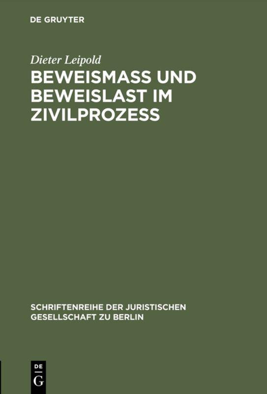 Vorderes Coverbild Beweismass und Beweislast im Zivilprozess