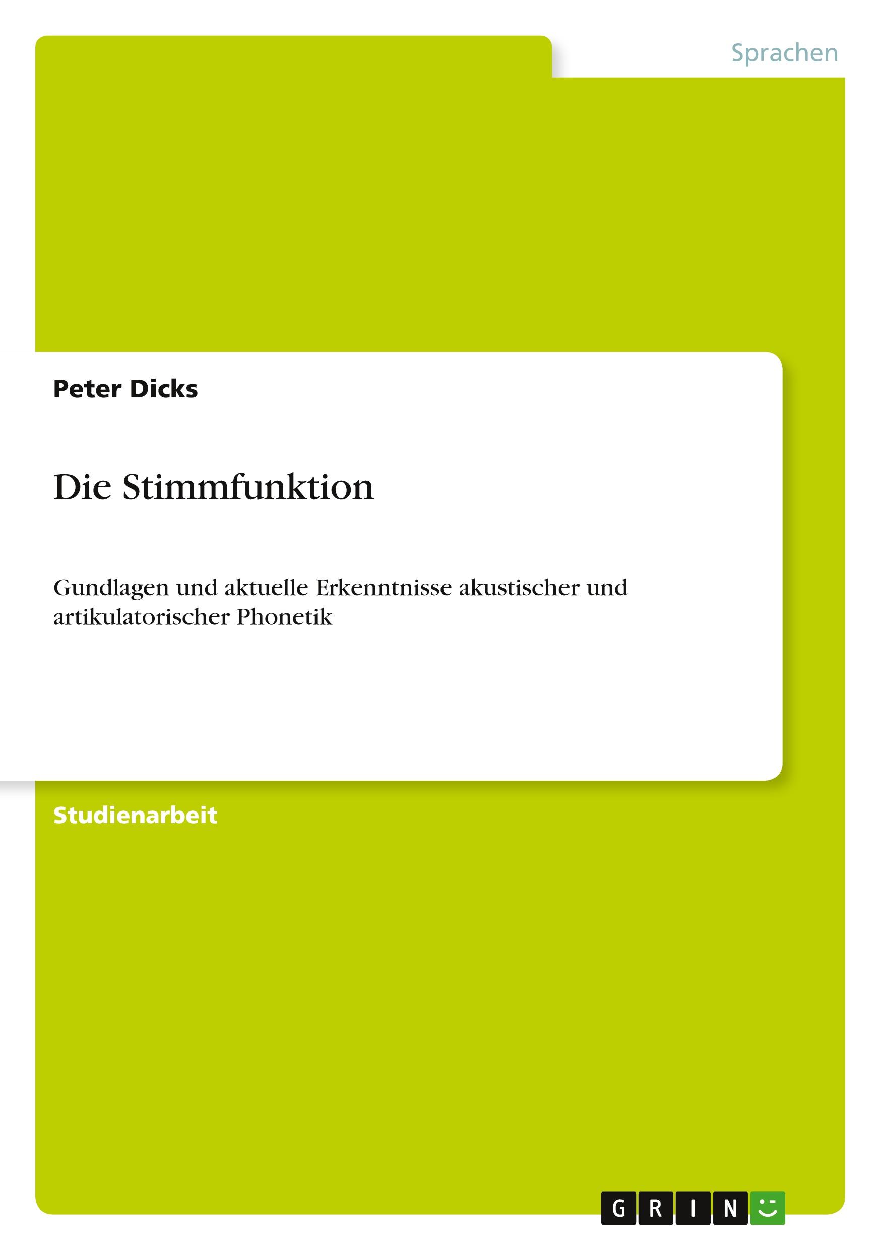 Vorderes Coverbild Die Stimmfunktion