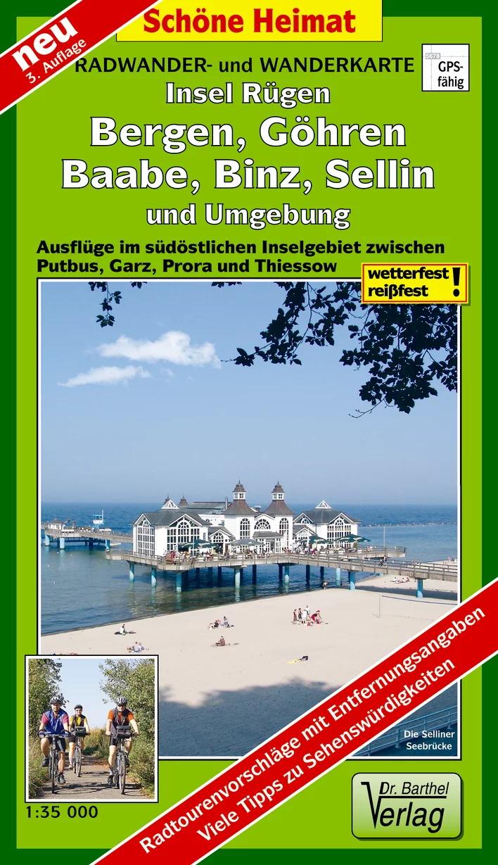 Vorderes Coverbild Insel Rügen: Bergen, Göhren, Baabe, Binz, Sellin und Umgebung Radwander- und Wanderkarte 1 : 35 000