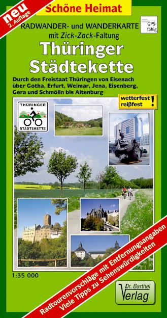 Vorderes Coverbild Thüringer Städtekette Radwander- und Wanderkarte 1 : 35 000