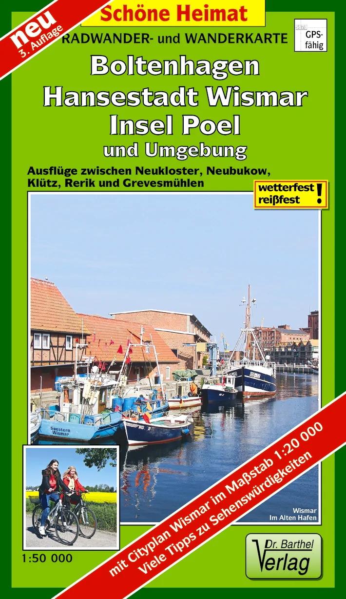 Vorderes Coverbild Hansestadt Wismar, Insel Poel, Boltenhagen und Umgebung Radwander- und Wanderkarte 1 : 50 000