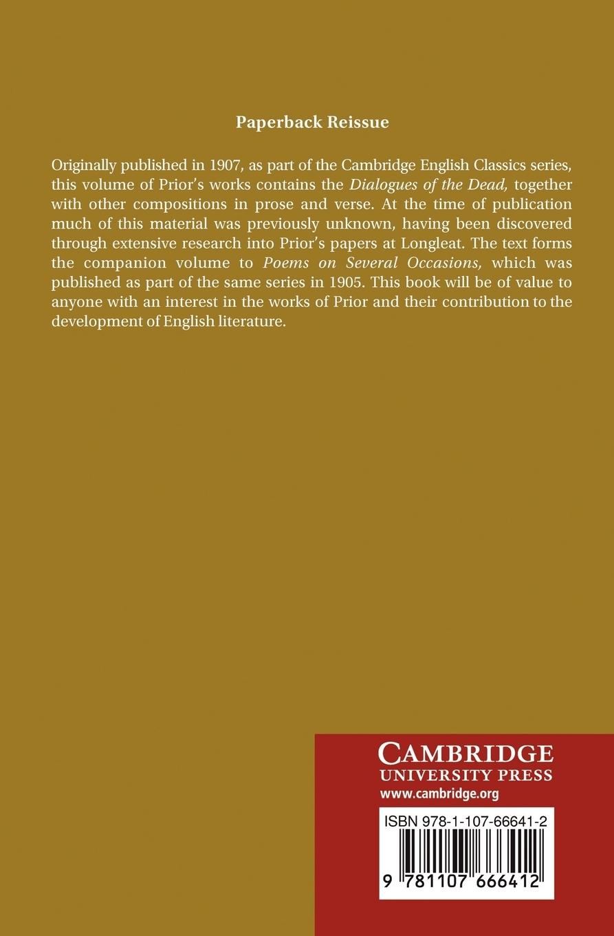 Rückseitencover The Writings of Matthew Prior