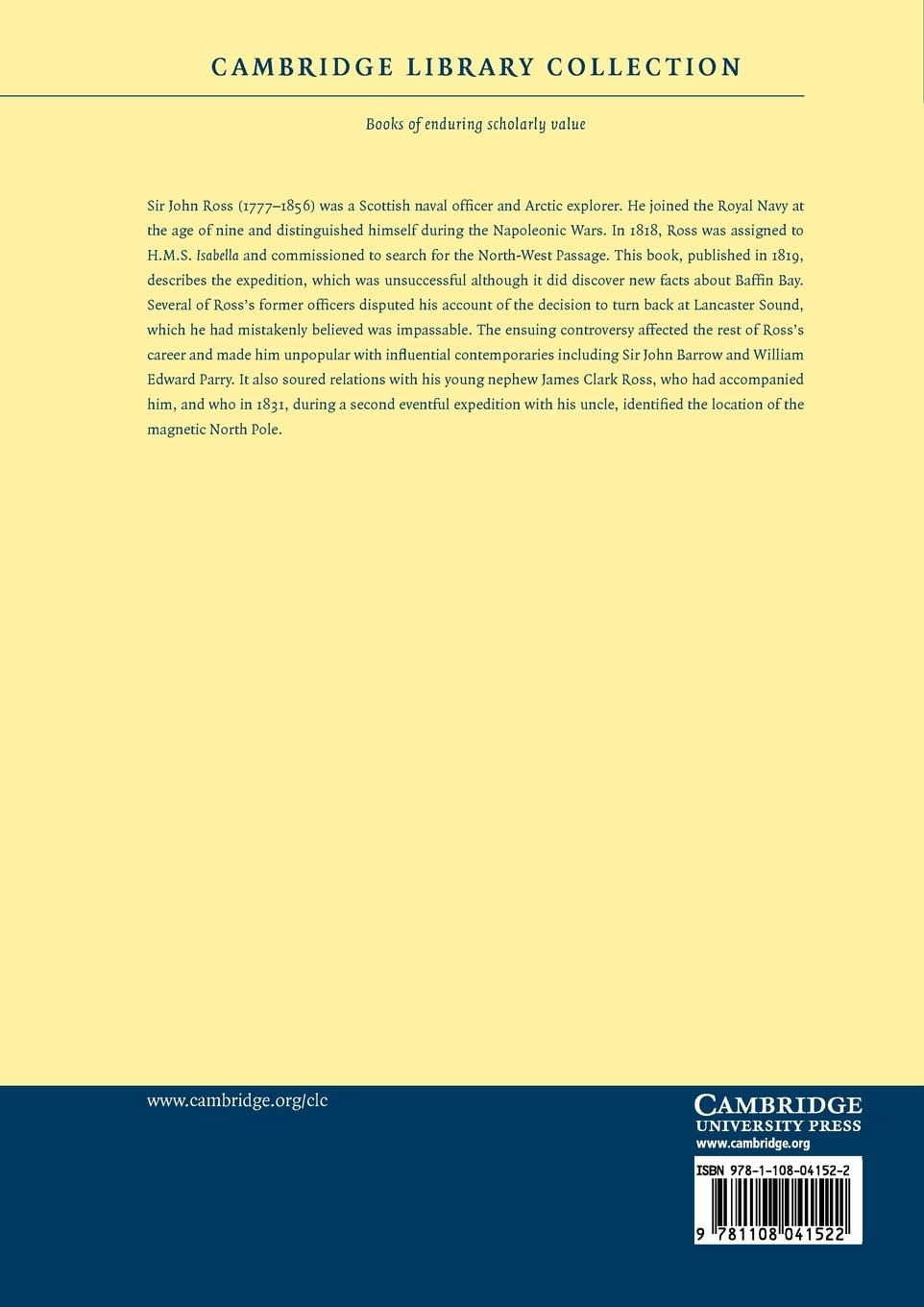 Rückseitencover A   Voyage of Discovery, Made Under the Orders of the Admiralty, in His Majesty's Ships Isabella and Alexander
