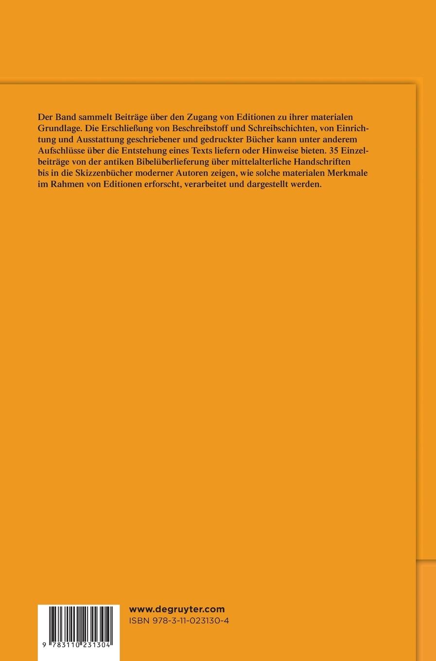 Rückseitencover Materialität in der Editionswissenschaft