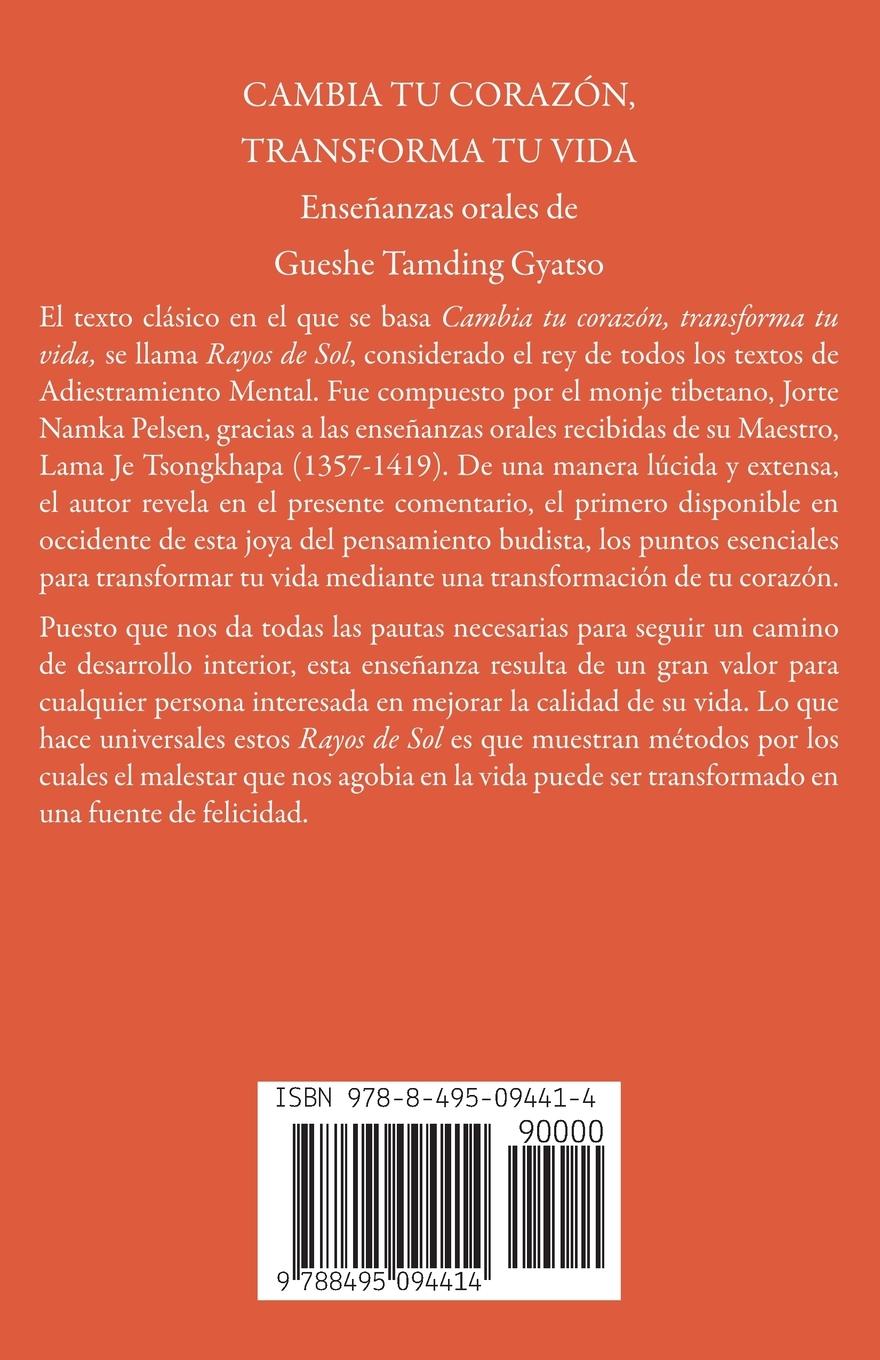 Rückseitencover Cambia tu corazón Transforma tu vida