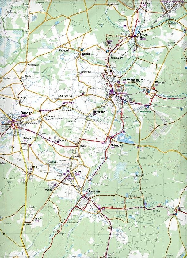 Beispielinhalt (Bild) Bikeline Fahrradkarte Deutschland Lüneburger Heide Süd 1:75.000