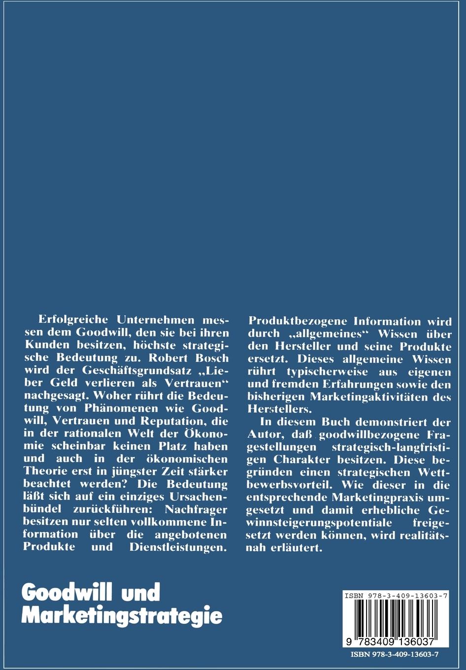 Rückseitencover Goodwill und Marketingstrategie