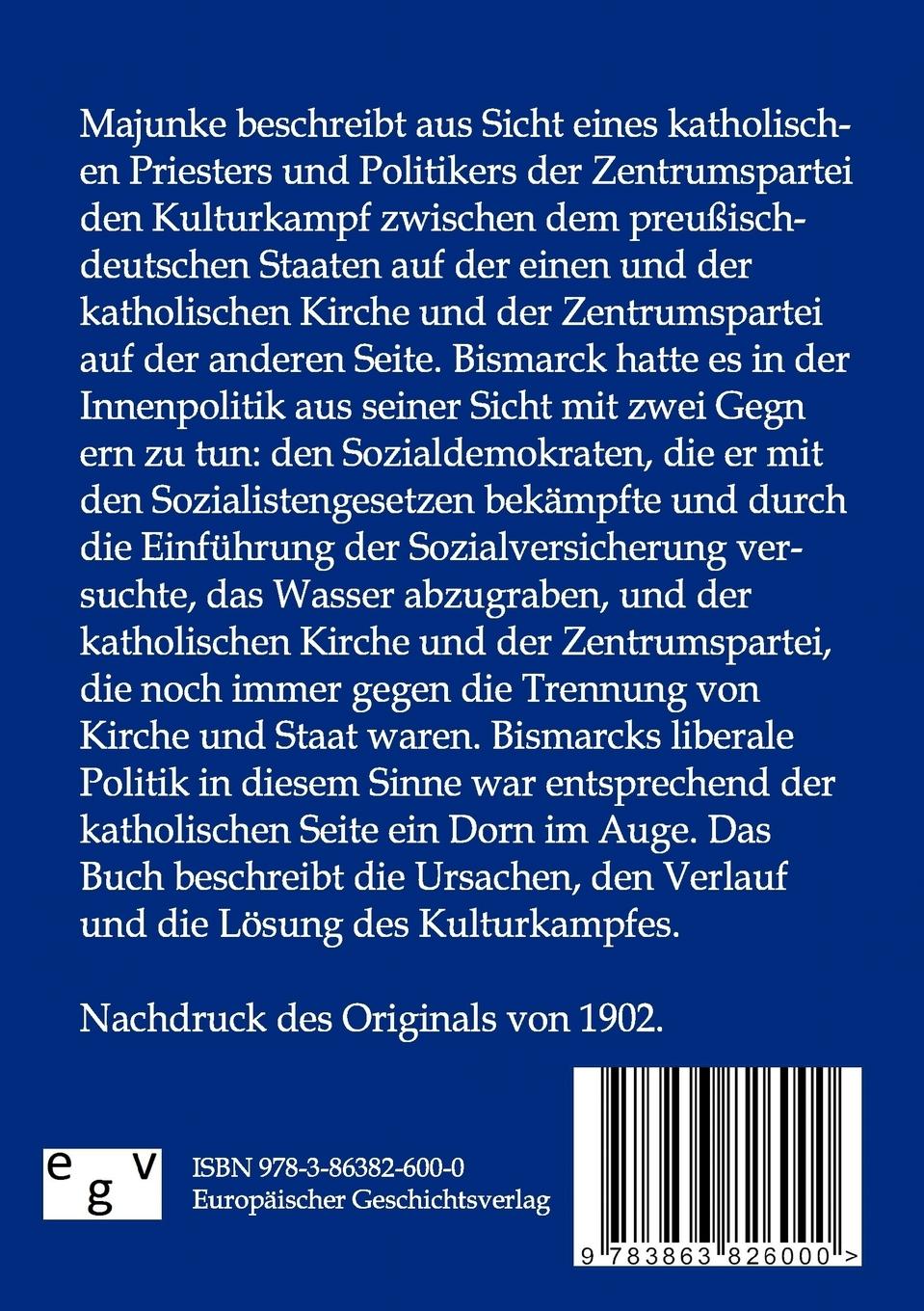 Rückseitencover Geschichte des "Kulturkampfes"