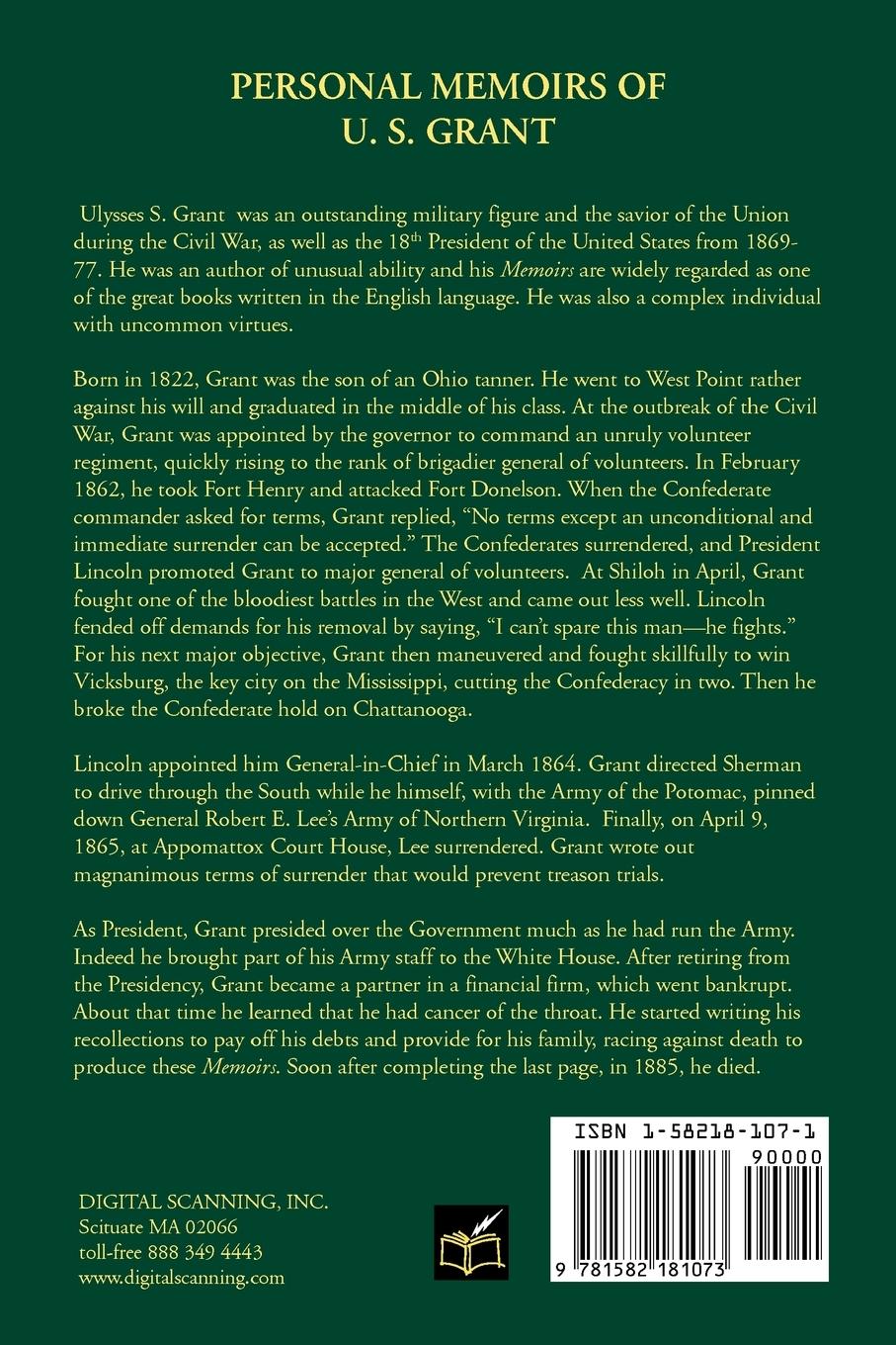 Rückseitencover Personal Memoirs of U. S. Grant Volume 2/2