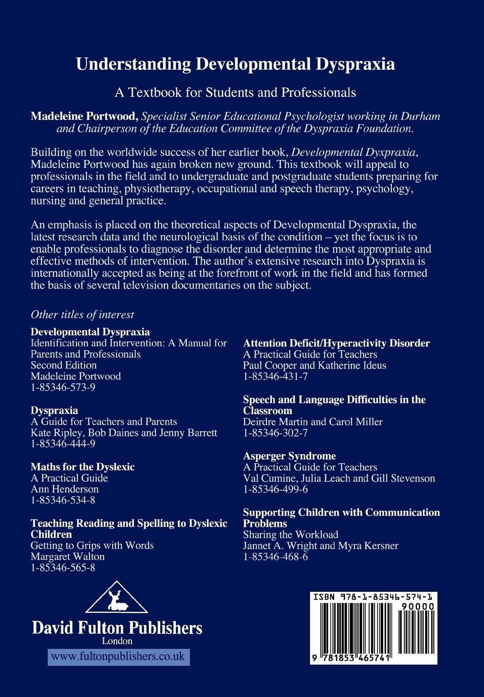 Rückseitencover Understanding Developmental Dyspraxia