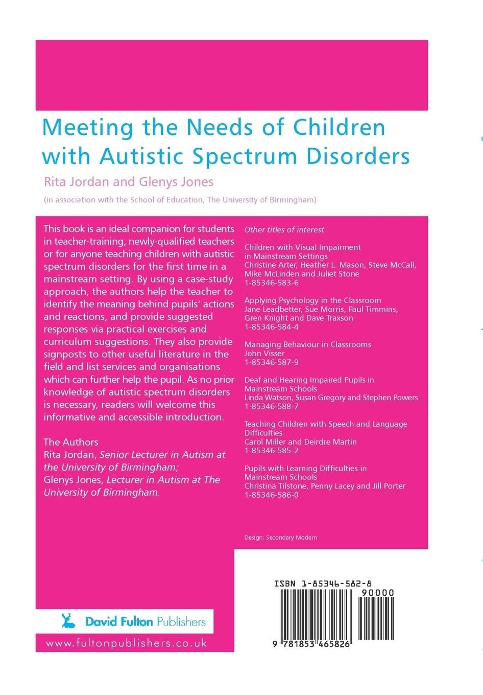 Rückseitencover Meeting the needs of children with autistic spectrum disorders